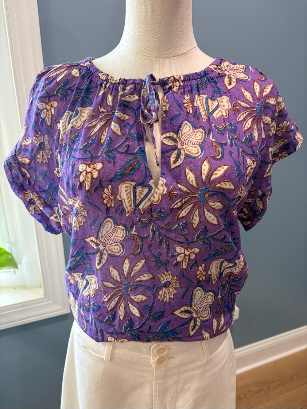 Xirena Tessa Top Purple Graze Floral Gauze Blouse S NWT